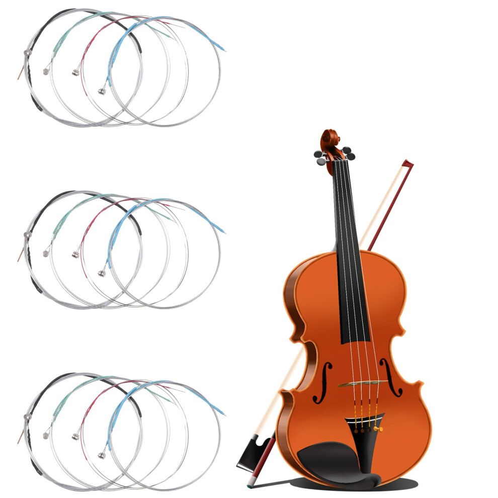 Exircy 12 Pcs Violin Strings, Full Set Violin Strings Universal String For 4