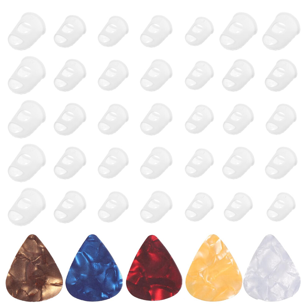 Jiyin 35Pcs Silicone Guitar Fingertip Protectors With Guitar Picks, An