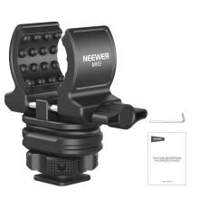 NEEWER Microphone Holder with Cold Shoe Adapter, Noise Reducing Shock Absorbing Mic Mount Accessories with Built in Silicone Pads, for Mics of 0.7" t