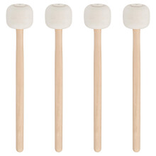 Lezevn 4 Pcs Drum Mallets Soft Felt Wooden Handle White Hammerhead Timpani Wool Stick Bass Drum Mallet Percussion Mallets for Drum Music Enthusiast B