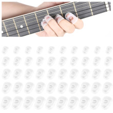 50 Pcs Guitar Fingertip Protectors Silicone Finger Protector, Guitar Finger Covers 5 Sizes Anti Slip Fingertip Protection Covers Caps for Bass Player