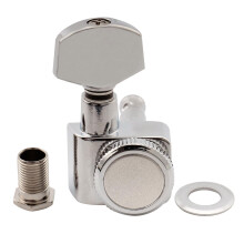 Musiclily Pro Single 16:1 Ratio 2-Pin Full Sealed Locking Machine Head Bass Side Tuner Tuning Peg Key with Hex Button for Fender Strat Tele Style Ele