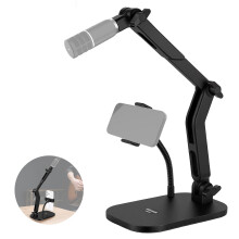 NEEWER Desk Microphone Stand with Phone Clamp & Flexible Arm, Adjustable Table Top Mic Holder Mount with 1/4" to 5/8" Screw Adapter Compatible with B