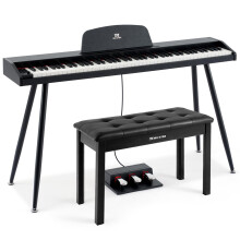 MUSTAR 88 Key Piano Keyboard with Piano Bench, Digital Piano 88 Semi Weighted Keys, Portable Electric Piano with Storage Stool, 3 Pedals, Built-In Sp