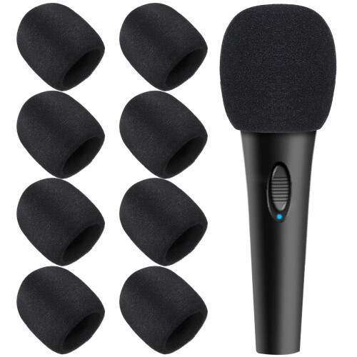 Foam Mic Covers, 8 Pack Black Windscreens & Pop Filters