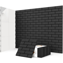 JBER 24 Pack Acoustic Panels Self-Adhesive, Brick Sound Proofing Panels, High Density Acoustic Wall Panels for Recording Studios, Game Room, Home, Of