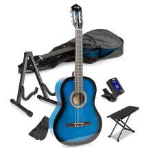 Starter Acoustic Guitar Kit with Stand & Footrest - Beginner Acoustic Guitars Bundle for Adults & Kids, Includes 6 Months Lessons, Blue Classical Acou