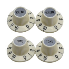 Dopro 24 Fine Spline Vintage White with Chrome Cap LP Guitar Witch Hat Knobs Top Hat Knob for USA Les Paul SG ES with CTS Pots