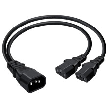 C14 to 2x C13 Power Splitter Cable, IEC 60320 Y Splitter Extension Lead, 3x0.75mm² Heavy Duty Kettle Lead for PDU, UPS, Computer, Monitor & Server (6