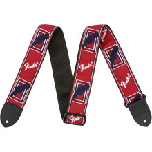 Fender Monogrammed Strap, Fully adjustable length (36",58"), Red/Black/Blue