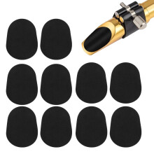 32 Pieces Saxophone Clarinet Mouthpiece Cushions 0.8mm Black Rubber Pads, Alto Tenor Saxophone & Clarinet Mouthpiece Patches with Adhesive, Anti-Slip
