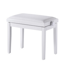 FILISITE Classic Adjustable Piano Bench,Wooden Piano Stool with Faux Leather Padded Cushion, Vanity Bench, Piano Seat 57(L) x 32(W) x 48/56(H) cm(Whi