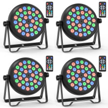 Erreyht 4 PCS RGB 36 LED Par Can Lights, 36W LED Stage Light with Remote Control and 4 Control Modes, Disco Lights for Parties Christmas Halloween Sh
