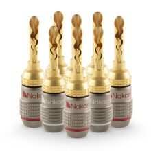 Nakamichi FanLock Excel Series 24k Gold Plated BFA Banana Plugs 10 AWG - 18 AWG Gauge Size 4mm for Speakers Amplifier Hi-Fi Stereo Home Theatre Radio