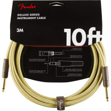 Fender Deluxe Series Instrument Guitar Cable, 10ft / 3m, Straight/Straight Jacks, Tweed