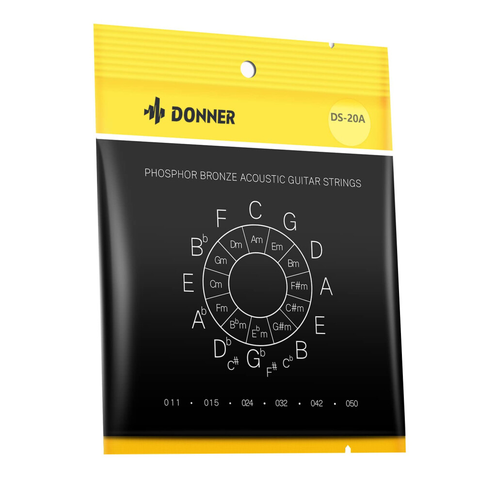 Donner Acoustic Guitar Strings - Light Acoustic Strings Phosphor Bronz