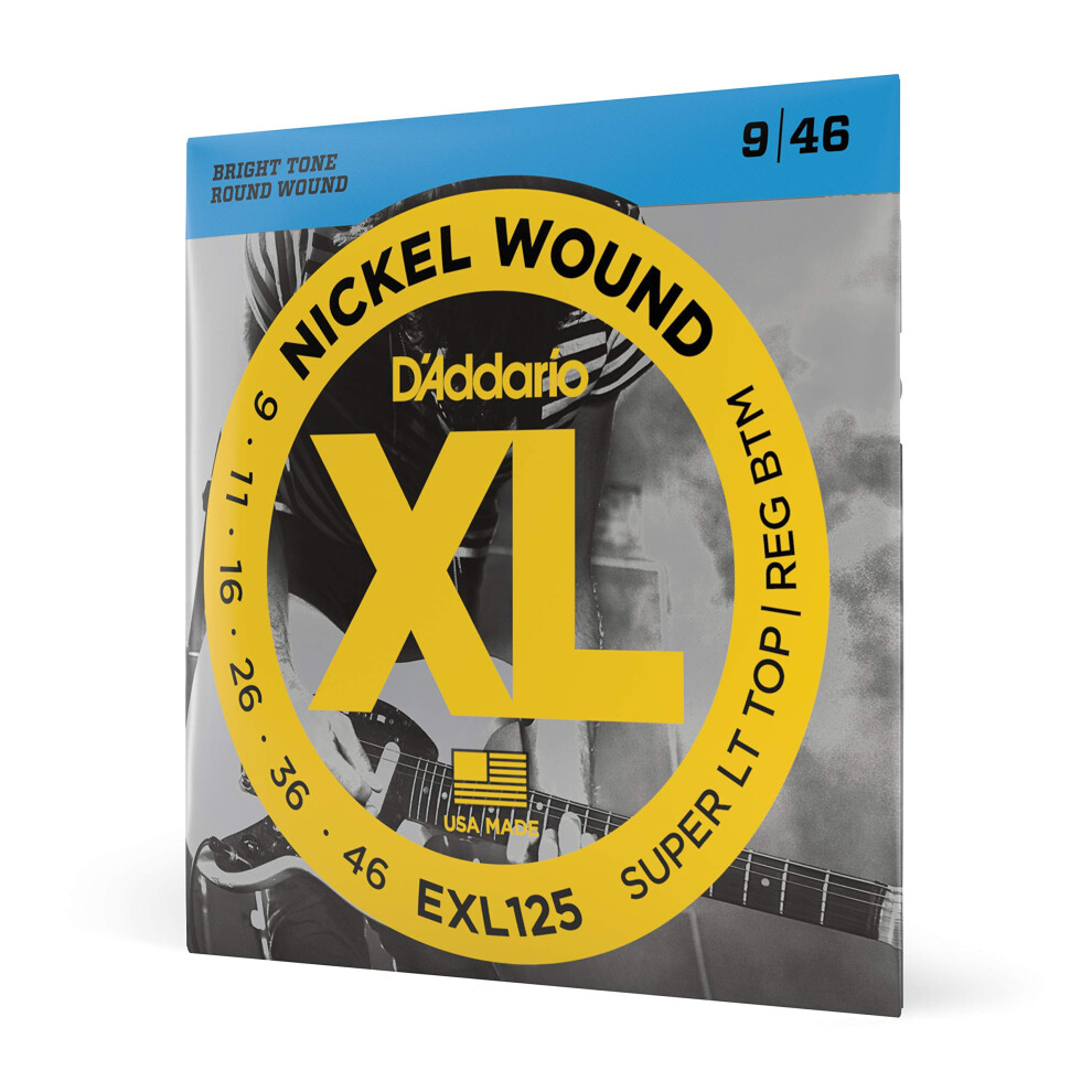 D'addario Electric Guitar Strings, Xl Nickel, Exl125, Super Light Top