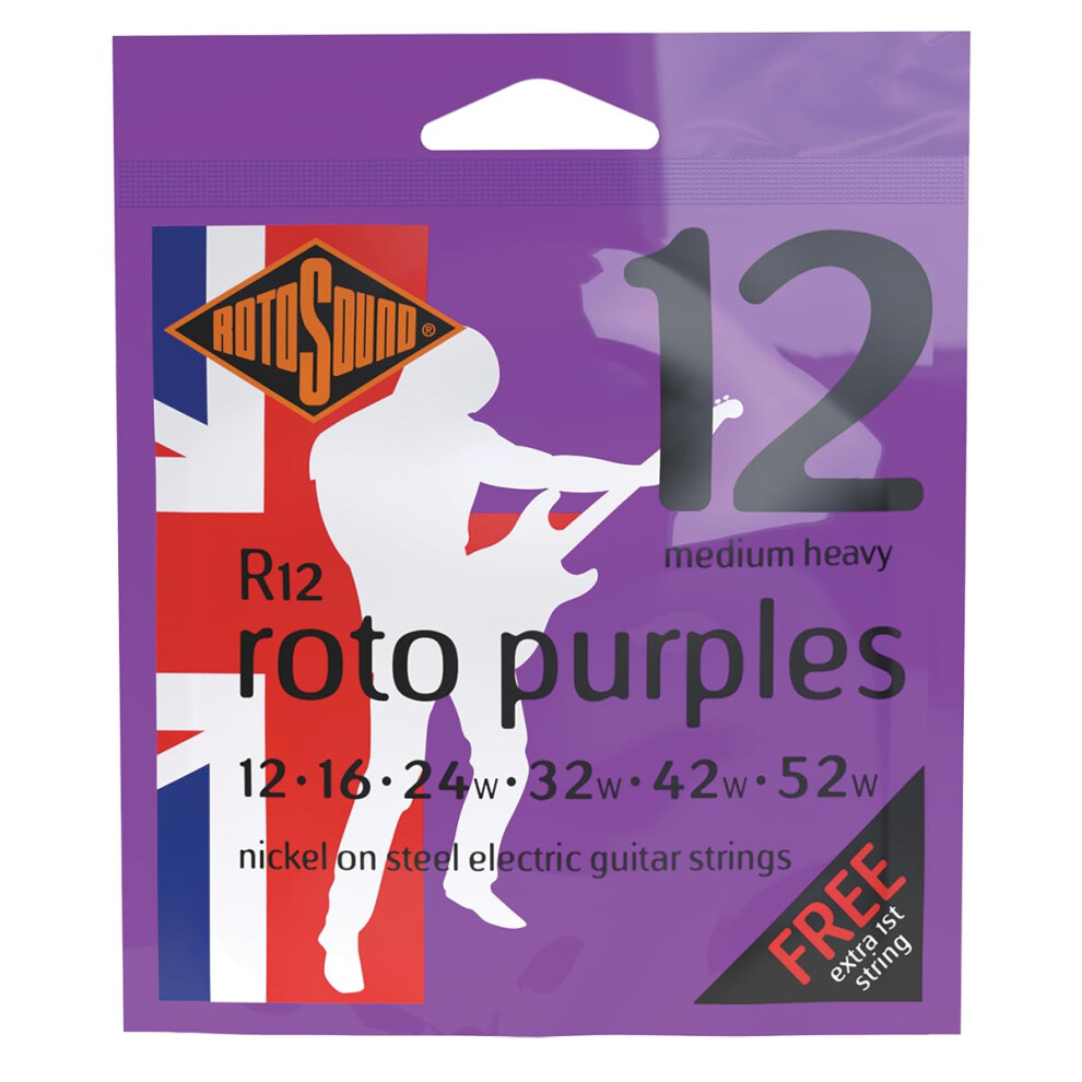 Rotosound R12 Nickel Medium/Heavy Gauge Electric Guitar Strings (12 16