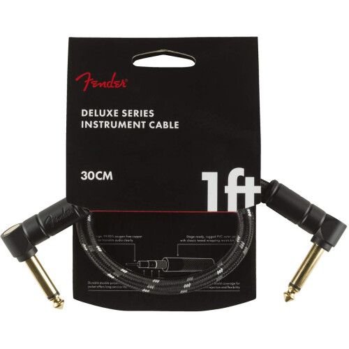 Fender Fender 990820095 Deluxe Series Patch Cable - 1 ft – ANG/ANG - Black Tw