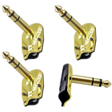 zdyCGTime DIY Right Angle 6.35MM 1/4" Stereo Crab Shell Audio Plug, 90 Degree 1/4 inch Male TRS Pancake Style Plugs Connectors for Speaker,Bass,Amp,M