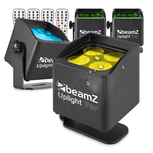 4X BeamZ BBP44 Wireless Battery Uplighter Package, RGBW LED, IP65
