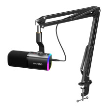MAONO Dynamic Gaming Microphone with Boom Arm: XLR/USB Podcast Microphone with Software, Mute Button, Gain Control, RGB PC Mic for Streaming, Recordin