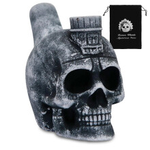 Aztec Death Whistle Ceramic Skull 125dB Loudest Screaming Whistles, Authentic Human Sounding War Whistle with Drawstring Bag for Pranks, Self Defense,