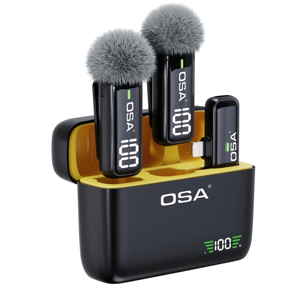 OSA Lavalier Microphone for Phone with Charging Case, Clip on Lapel Lavalier Microphone HD High Sensitivity Mic Mini Lapel Mic for iPhone iPad Interv
