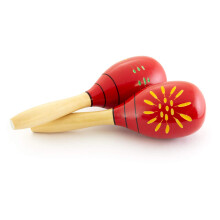 TIGER MAR6-RD Decorated Wooden Maracas - Red - One Pair