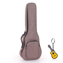 Longteam Linen Simple Ukulele Case 10mm Sponge Portable Waterproof Ukuleles bag Cover Uke gig bag with Accessory Storage Pocket (21 In Soprano, Brown