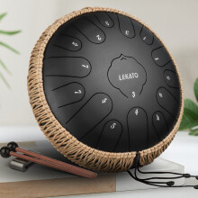 LEKATO Steel Tongue Drum 13 Inch 15 Notes, Steel Alloy Drum C Key Beginner Zen Percussion for Meditation Yoga Musical Education, Best Gift for Adult