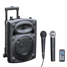 Ibiza - PORT8VHF-BT - Portable speaker 8"/400W MAX with 2 microphones (wired and VHF), remote control and protective cover - Bluetooth, USB, SD - 4 t