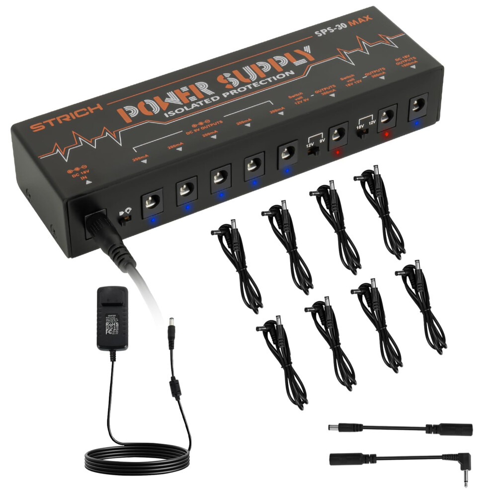 Strich Guitar Pedal High Power Supply, Pedalboard Power Supply With 8