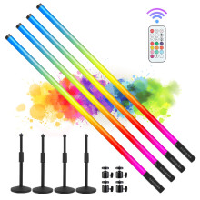 ZDMDRGB 4Pack 5000mAh Battery Powered 4ft RGB LED Tube dj Light bar with Stand Colored Video Stick Lights for 360 Photo Booth Studio Dance Club Party