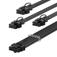 Fasgear PCIe5.0 GPU Power Cable 70cm | 16pin(12+4) 12VHPWR Connector for RTX 3090 Ti 4080 4090 4070Ti | 3x8pin(4+4) CPU Male Plugs Only for Corsair/G