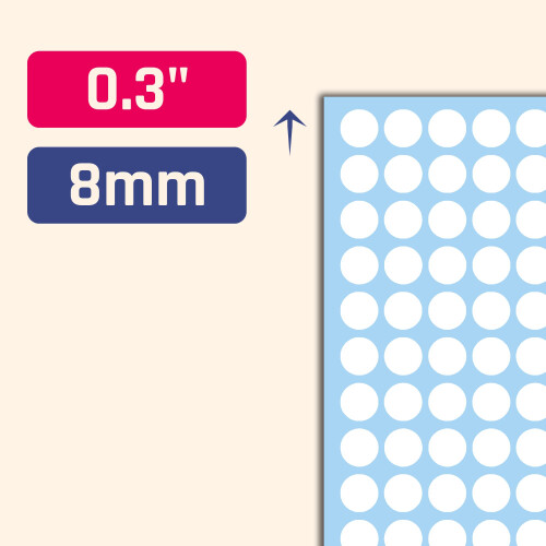 16000 Pack - 8mm Coloured Dot Stickers Sticky Labels - White 1