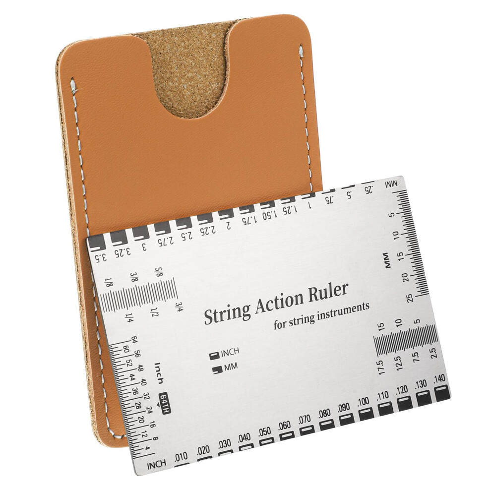 Xelsluthe Guitar String Action Gauge Ruler, Silver Stainless Steel String Height