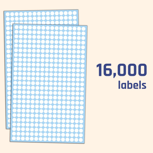 16000 Pack - 8mm Coloured Dot Stickers Sticky Labels - White 2