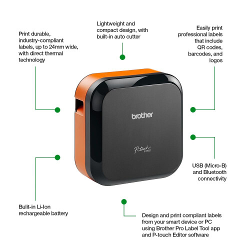Brother Brother PT-E720BT P-touch CUBE Pro | App-based label printer | Handheld| Autocutter | Durable labels up to 24mm | Designed for professionals | UK plu 1
