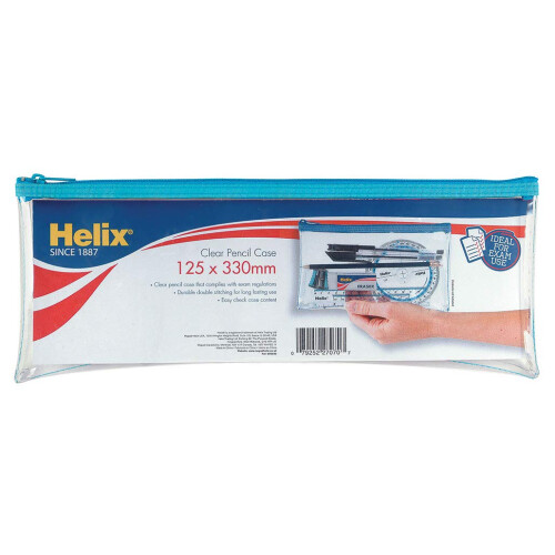 Helix Large Clear Pencil Case (Assorted Colours) 1