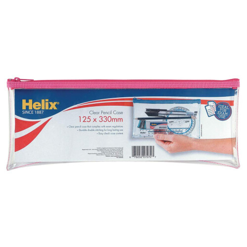 Helix Large Clear Pencil Case (Assorted Colours) 2