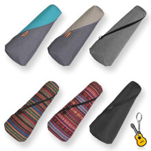 Longteam Linen Cylindrical Ukulele Case 10mm Sponge Portable Waterproof Ukuleles bag Cover Uke gig bag with Accessory Storage Pocket … (21/23 In Sop