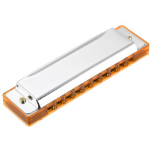 sourcing map Harmonica 10 Holes 20 Tones C Key Harmonica Mouth Musical Instruments Toy for Adults Beginner Educational (Orange Silver)