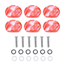 Yctze Acoustic Guitar Tuning Pegs, 6 PCS Pearl Classics with Acrylic Buttons - Machine Heads Key Replacement Parts for All Guitars (Oval Dark Red Sto