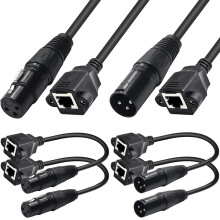 HAAMNING7 XLR 3Pin to RJ45 Female Cable, RJ45 Female to XLR Male Network Connector Extension Cable, Adapter Cable for DMX-CON Controller (4 Pack, 1-F