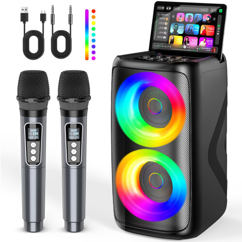 Dislocati Karaoke Machine, Portable Bluetooth Karaoke Machine 2 Microp