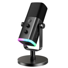 FIFINE USB/XLR Dynamic Mic for Podcasts, Gaming, and Streaming with RGB Light, Mute Button, Headphone Jack, Desktop Stand, Vocal Mic for Singing on Y