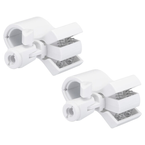 sourcing map Microphone Holder O.D 32mm - 60mm Plastic Interface Mic Holder Clip with 3/8 Plastic Adapter for Small Mic White 2 Pcs
