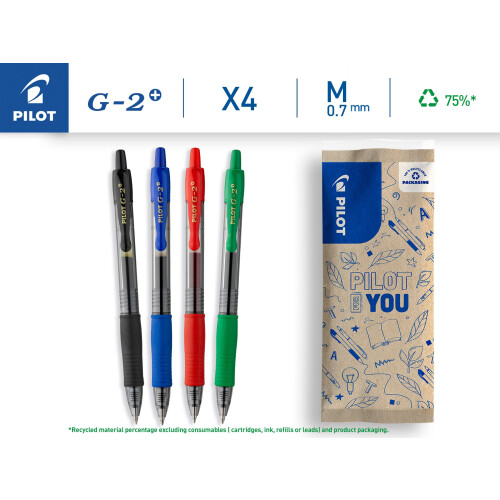 Pilot PILOT - G2-07 Gel Ink Rollerball Pen - Medium 0.7mm Tip - 4 x Assorted Colours 1