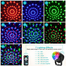 vsshe Disco Light, 360 Rotation Sound Activated Disco Ball Light with USB Power Cable, RGB Party Lights with Remote Control for Indoor Kids Birthday